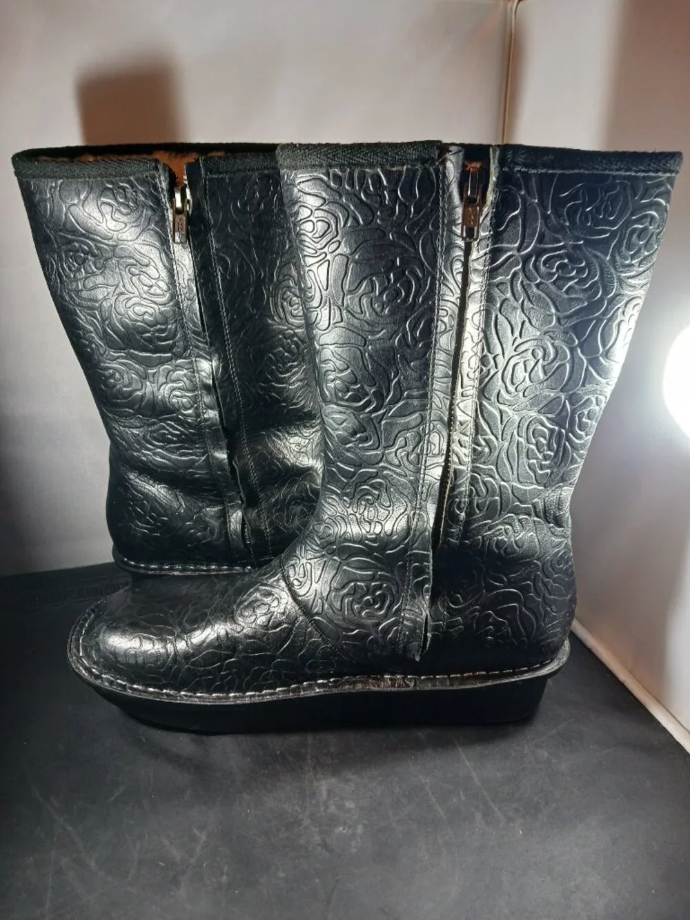 Alegria Women's Black Leather Tall Winter Boot